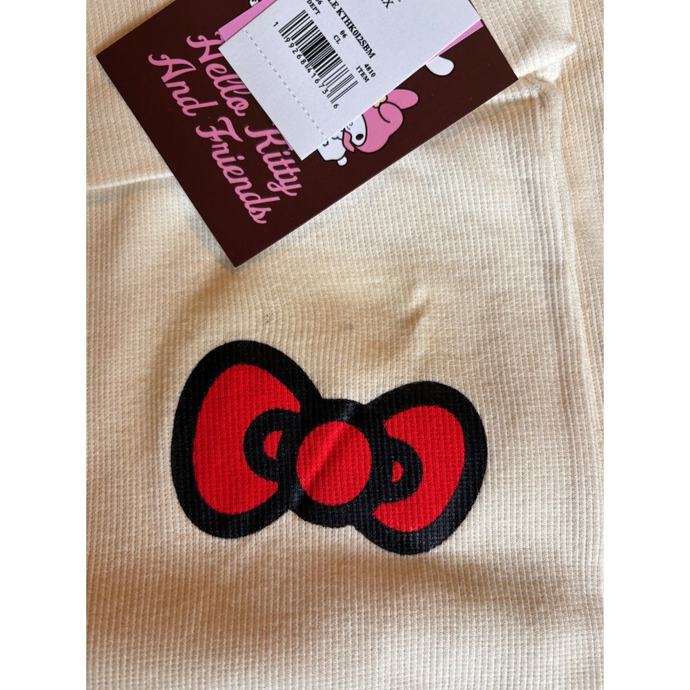 Sanrio Hello Kitty Ribbed Flare Pants Cream Foldover Waist Bell Bottoms NWT 2XL - Picture 4 of 5